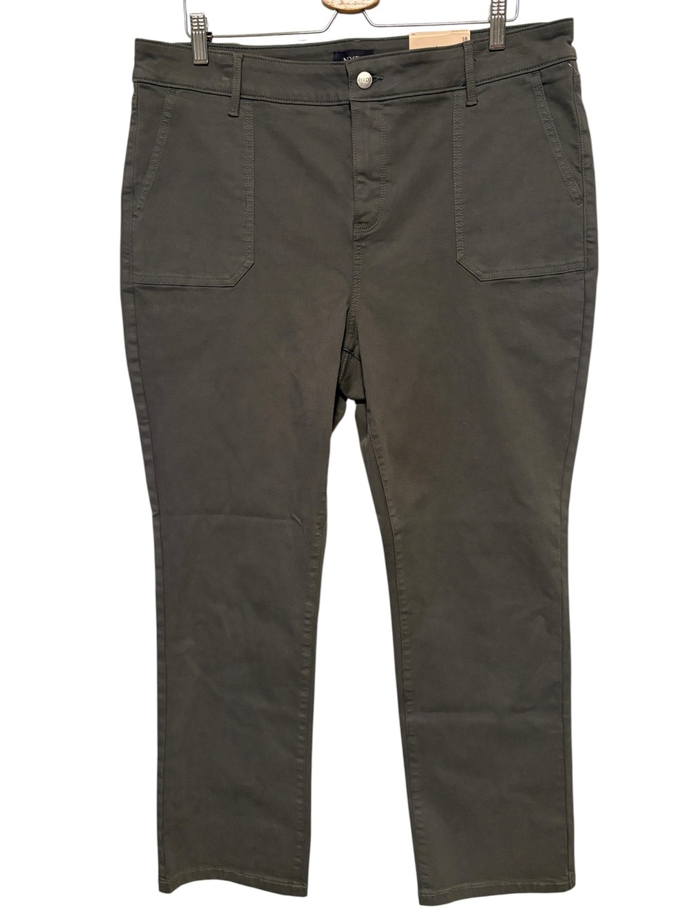 NYDJ Marilyn Straight Utility Pants Sz 18 Vine Leaf Green NWT Stretch
